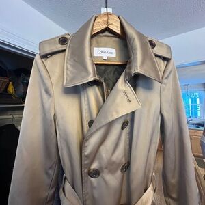 Calvin Klein Satin Finish Beige Trench Coat